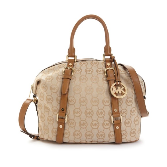 Michael Kors Handbags - - Michael Kors Bedford Monogram Jacquard  Satchel M
